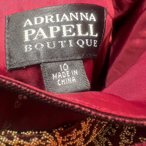 Adrianna Papell Red and Gold Embellished Halter Sundress - Picture 7 of 7